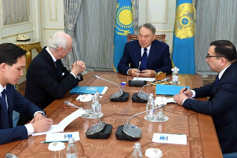 Назарбаев БҰҰ Бас хатшысының Сирия бойынша арнаулы елшісімен кездесті