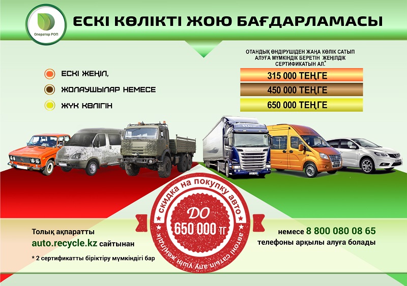 Ескі көліктерді жою бойынша 119 жеңілдік сертификаты берілді