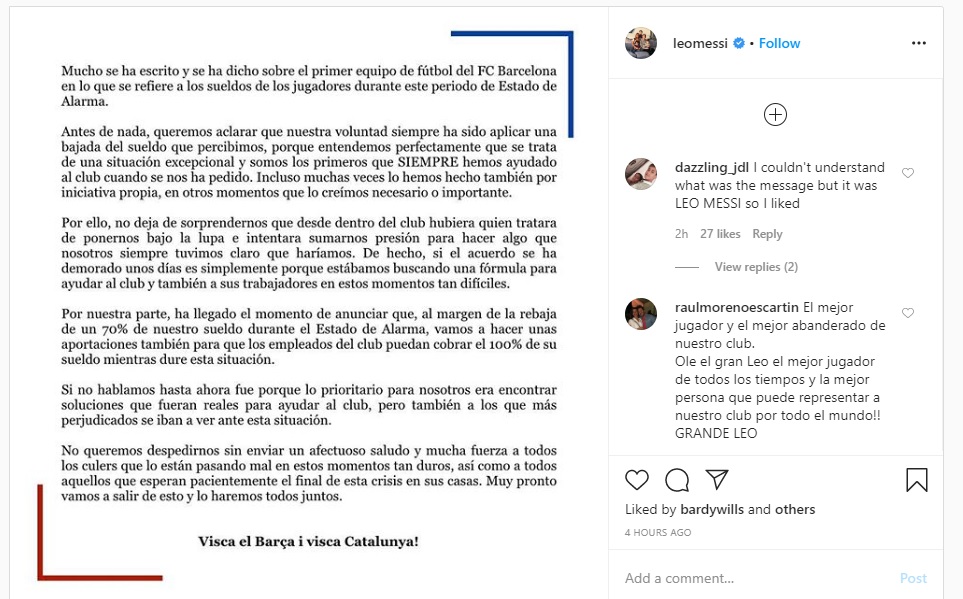 Мессидің инстаграмы