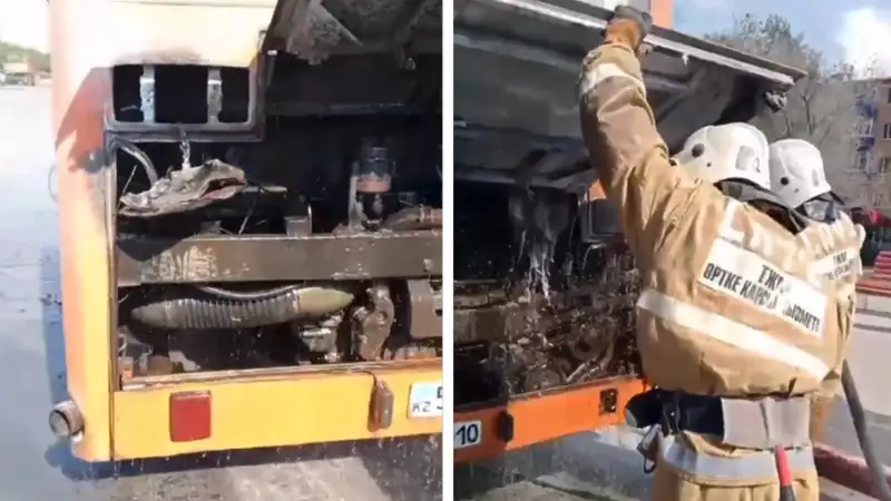 Рудныйда жолаушылар отырған автобус өртенді