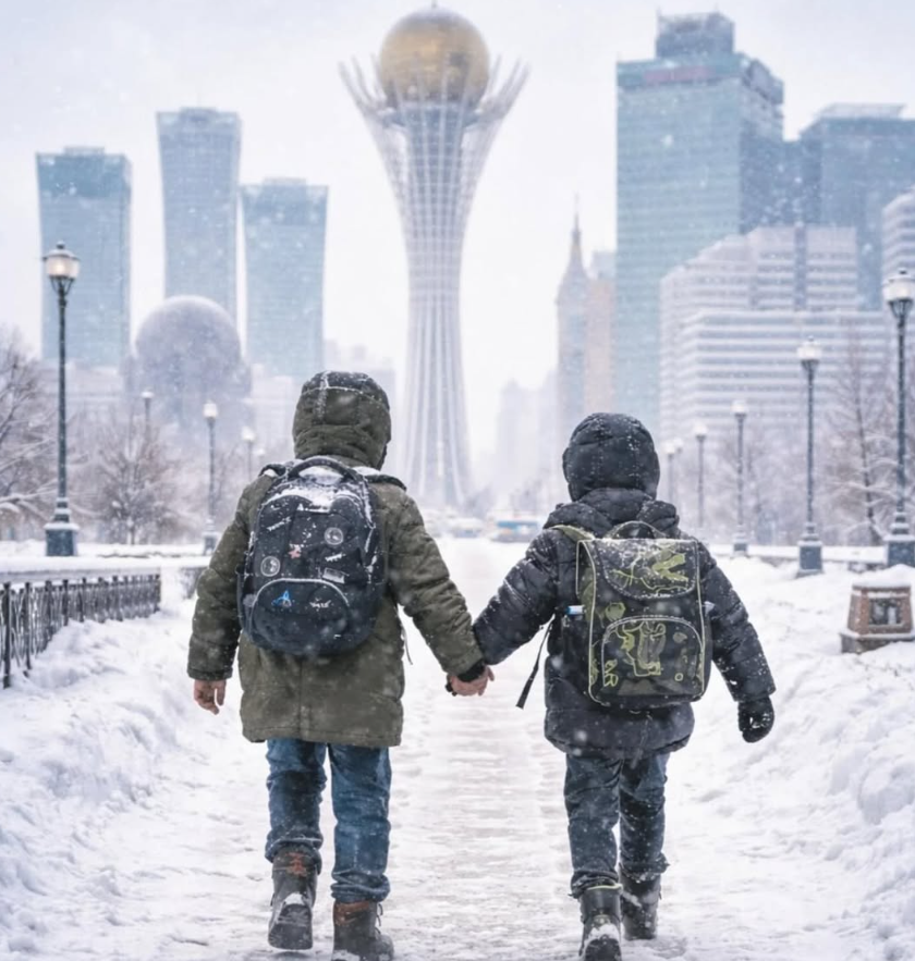 Астанада аяз күшейді: Екінші ауысымның оқушылары қашықтан оқиды