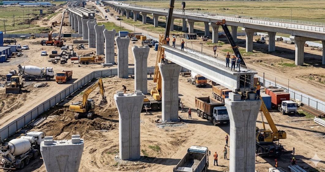 Елордадағы LRT құрылысы: Қосшы бағытындағы жұмыстардың жай-күйі белгілі болды